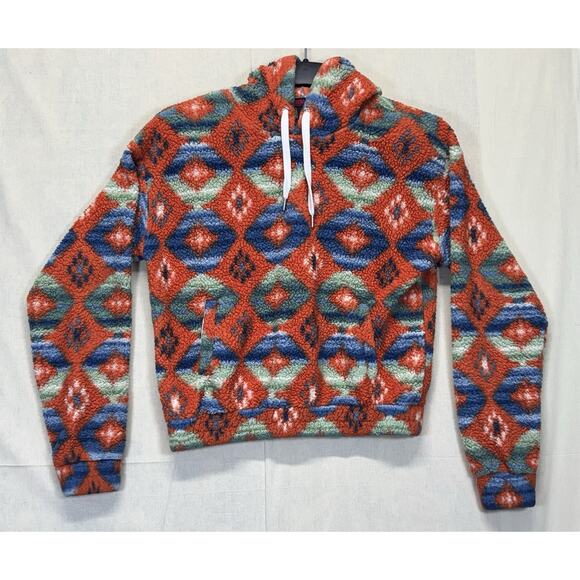 Rock And Roll Denim Pullover Hoodie Aztec Print All Over Women’s Medium - Picture 1 of 16